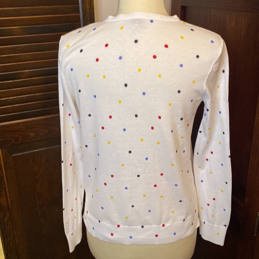 Loft all cotton cardigan white with polka dots. Size Medium Buttons up - Picture 5 of 5